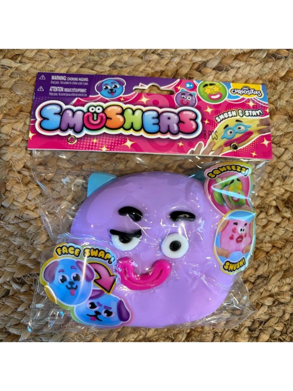 ORB Curiosities Smushers Squeeze Toy Face Swap Sensory Purple VIRAL SQUISHY